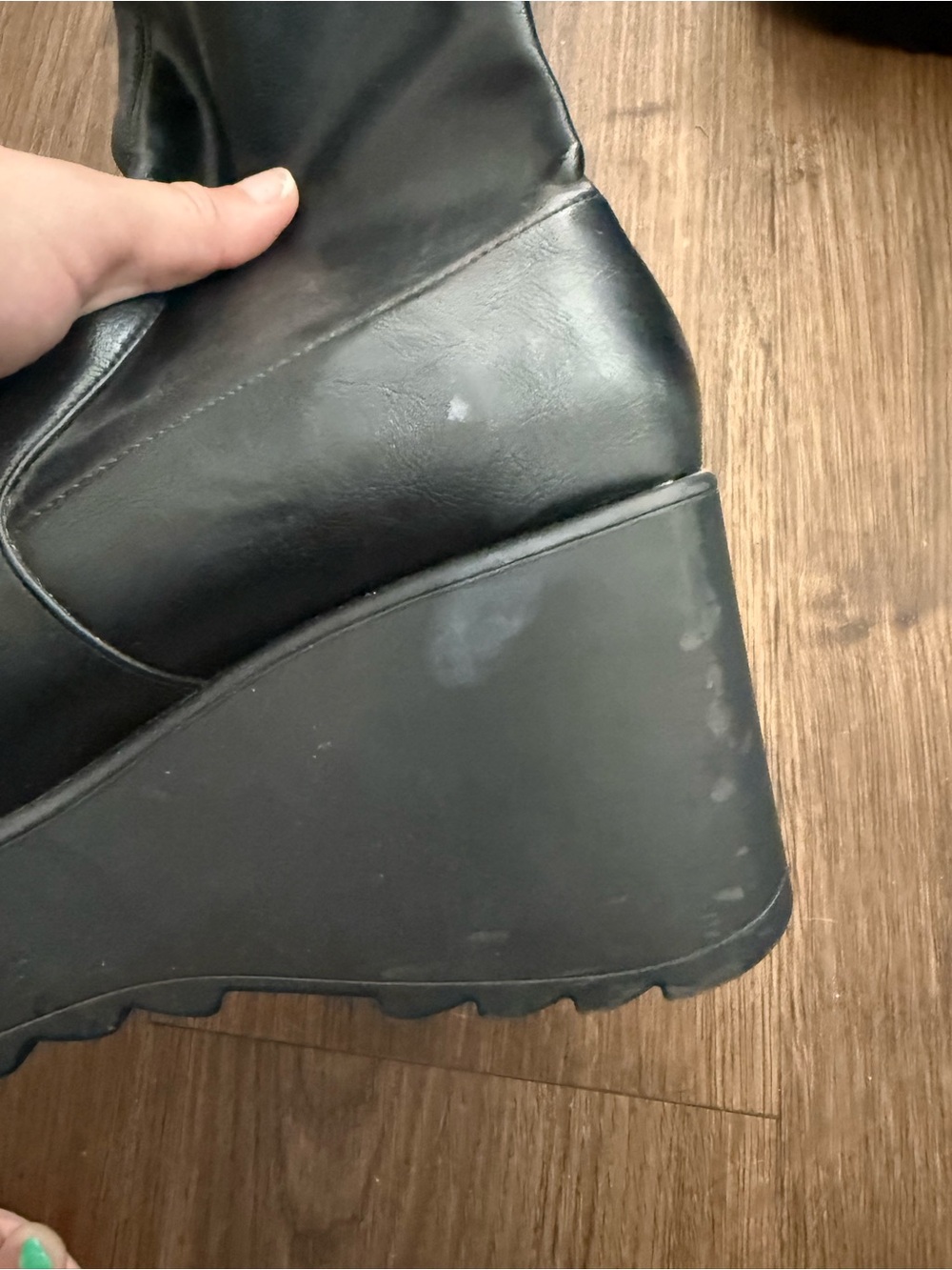 Black Platform Wedge Ankle Boots - Women's Fashion Boots size 7.5-8 - Picture 7 of 8